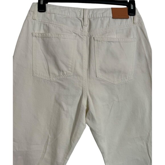 NWT Avec Les Filles High Rise Straight Leg Cropped Jeans in Ecru White Size 30 - Picture 2 of 11